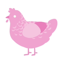 A pink chicken with a half-lace pattern