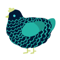 The Warden, a tumblr and turquoise chicken with a lace pattern