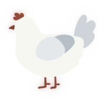 Spectre, a white and mist chicken