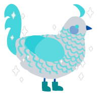 A mist and aqua chicken with a lace pattern