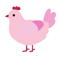 Ikas, a rose and pink chicken with a lace pattern