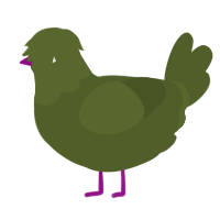 A olive chicken with a head pattern