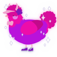誕生日, a amethyst and fuchsia chicken with a head pattern