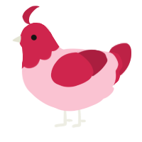 A rose and crimson chicken with a head pattern