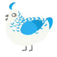 A white and sky chicken with a half-lace pattern