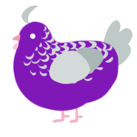 A violet and silver chicken with a half-lace pattern