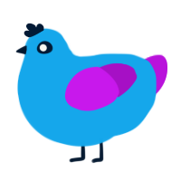 Plum, a sky and amethyst chicken