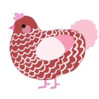Strawberry, a red and rose chicken with a lace pattern