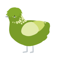 A chartreuse and lemon chicken with a neck-speckle pattern