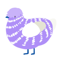 A lilac and white chicken with a bar pattern