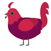 A wine and crimson chicken with a head pattern