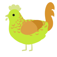 A lime and orange chicken with a half-lace pattern