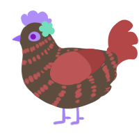 Sepulchral, a bark and red chicken with a bar pattern