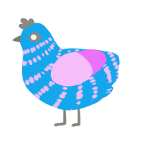 A sky and lavender chicken with a bar pattern