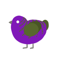 A violet and olive chicken with a half-bar pattern
