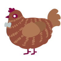 A russet and brown chicken with a bar pattern