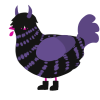 A black and overcast chicken with a bar pattern