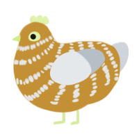 A gold and mist chicken with a bar pattern