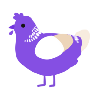 A blurple and cream chicken with a neck-band pattern