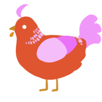 A vermilion and lavender chicken with a neck-band pattern