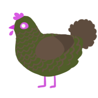 A olive and bark chicken with a lace pattern