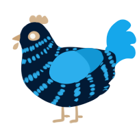 A tumblr and sky chicken with a bar pattern