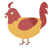 A honey and red chicken with a head pattern
