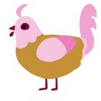 A gold and pink chicken with a head pattern