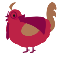A crimson and brown chicken
