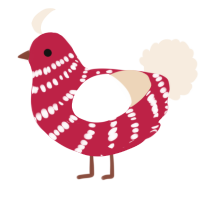 (unnamed), a crimson and cream chicken with a bar pattern