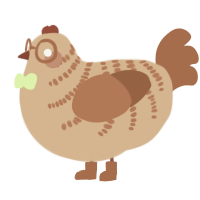 A beige and brown chicken with a half-bar pattern