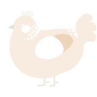 A cream chicken with a neck-band pattern