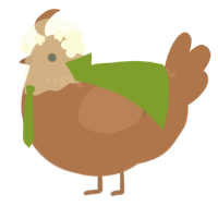 A brown chicken with a neck-speckle pattern