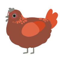 A russet and vermilion chicken with a neck-speckle pattern