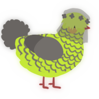 Razei, a lime and grey chicken with a lace pattern