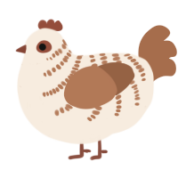 A cream and brown chicken with a half-bar pattern