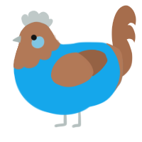 Chocolate Blueberry, a sky and brown chicken with a head pattern