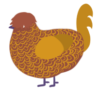 A russet and ochre chicken with a double-lace pattern