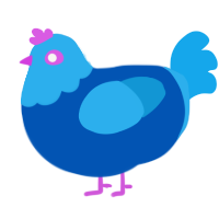 A ultramarine and sky chicken with a head pattern