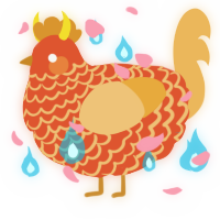A vermilion and honey chicken with a lace pattern