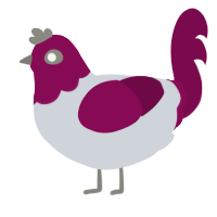 A mist and wine chicken with a head pattern