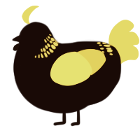 A black and yellow chicken with a neck-band pattern