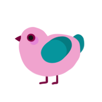 One Year Old, a pink and teal chicken