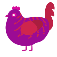 A plum and crimson chicken with a half-bar pattern