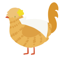 Witch Hazel, a honey and orange chicken with a bar pattern