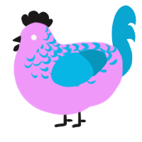 A lavender and cerulean chicken with a half-lace pattern