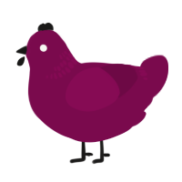 A wine chicken with a neck-band pattern