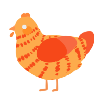 A ultramarine and cerulean chicken with a bar pattern