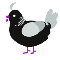 A black and silver chicken with a neck-band pattern
