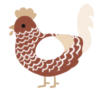 A russet and cream chicken with a lace pattern